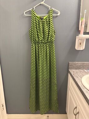 Delirious Lime and Black Chevron Maxi Dress